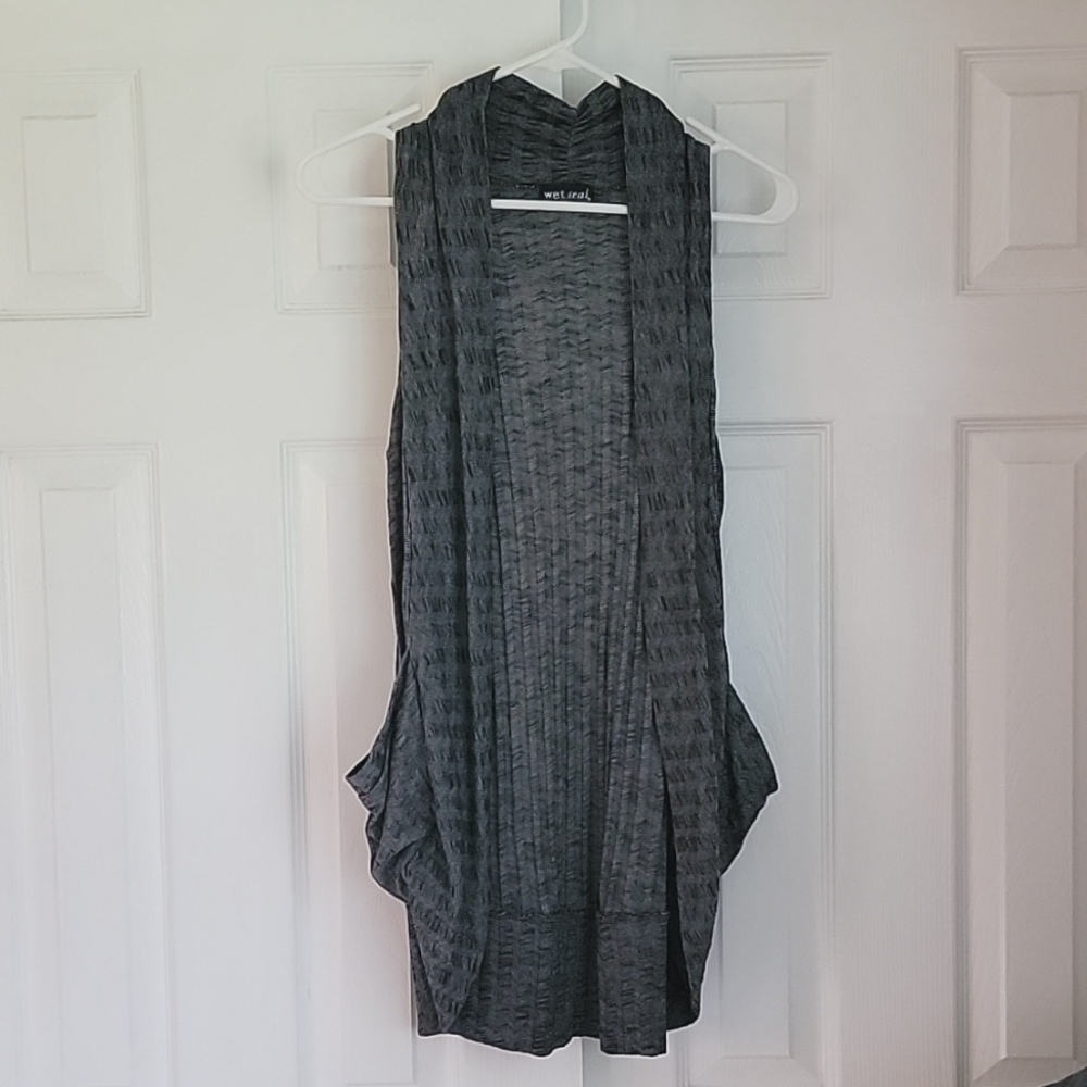 Wet Seal Grey Textured Vest/Tank w Pockets M